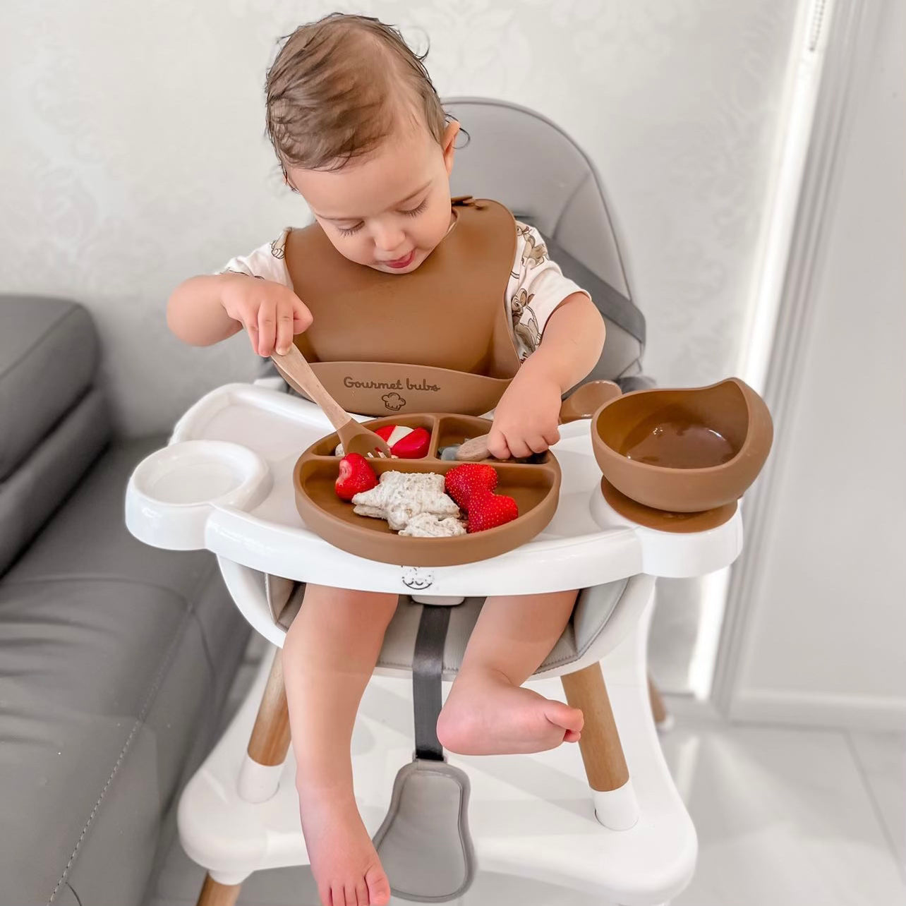 Gourmet Bubs 8 Piece Baby Feeding Set - Clay