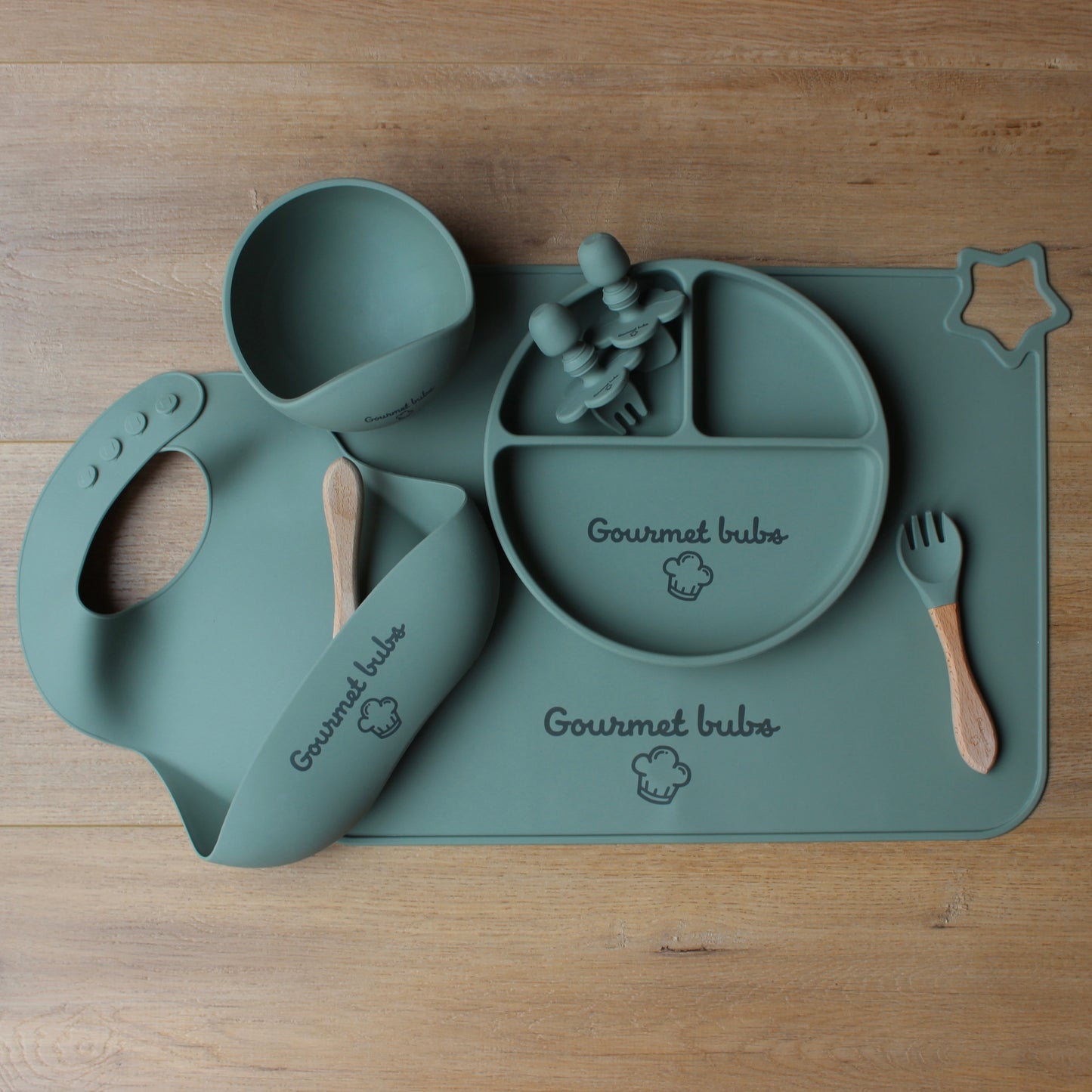 Gourmet Bubs 8 Piece Baby Feeding Set - Sage